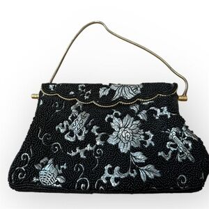 Elegant Black and Silver Beaded Handbag